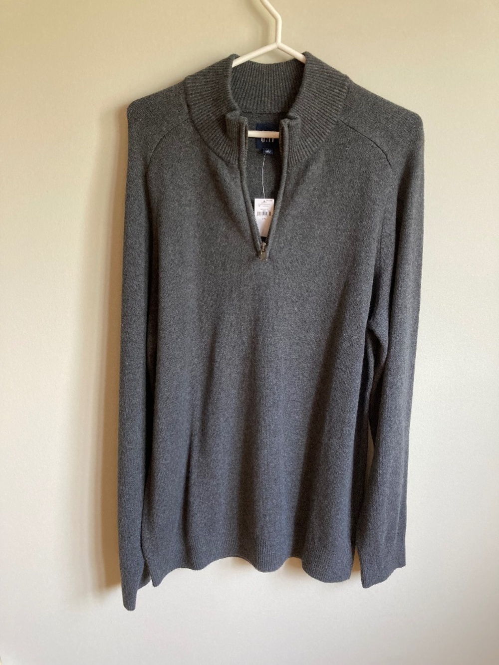 Gap Grey Quarter Zip Sweater L NWT